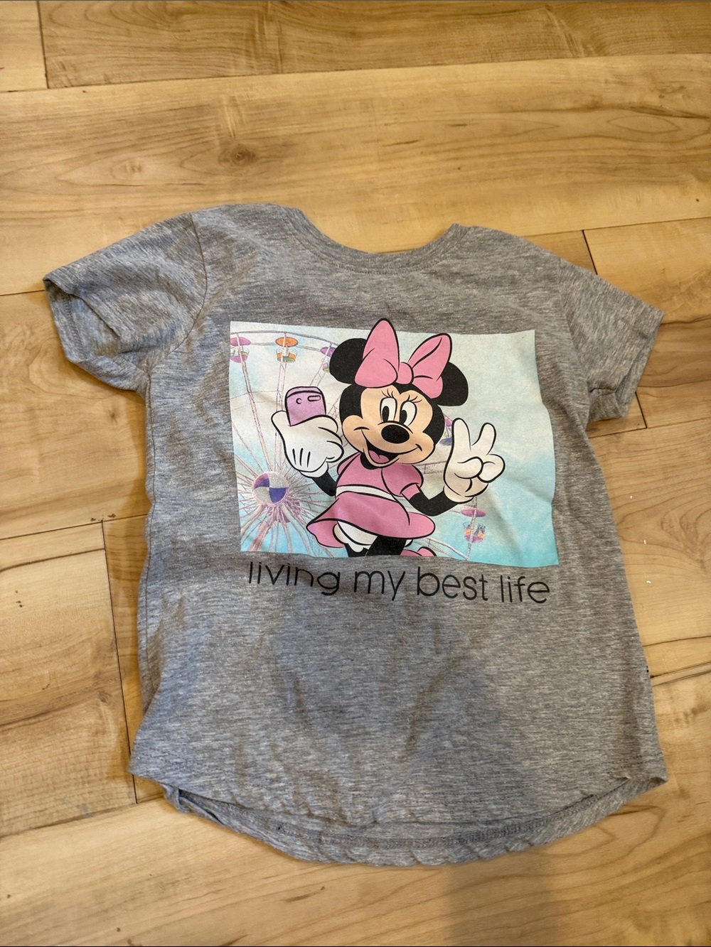 Disney Gray Minnie Mouse Tee with Pink Accents